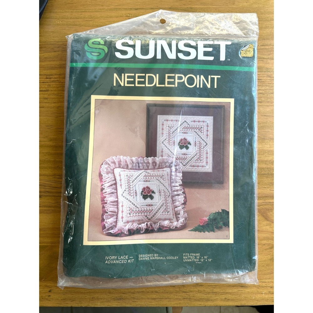 Vintage NIP Sunset Needlepoint Kit Ivory Lace Picture or Pillow